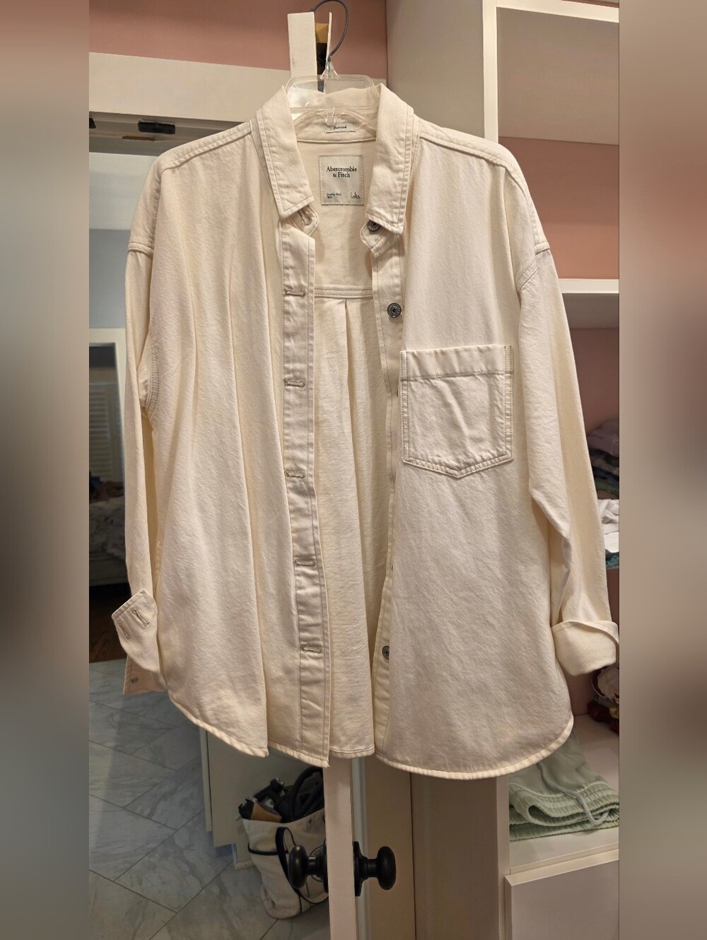 Abercrombie  Cream Button-Up Shacket